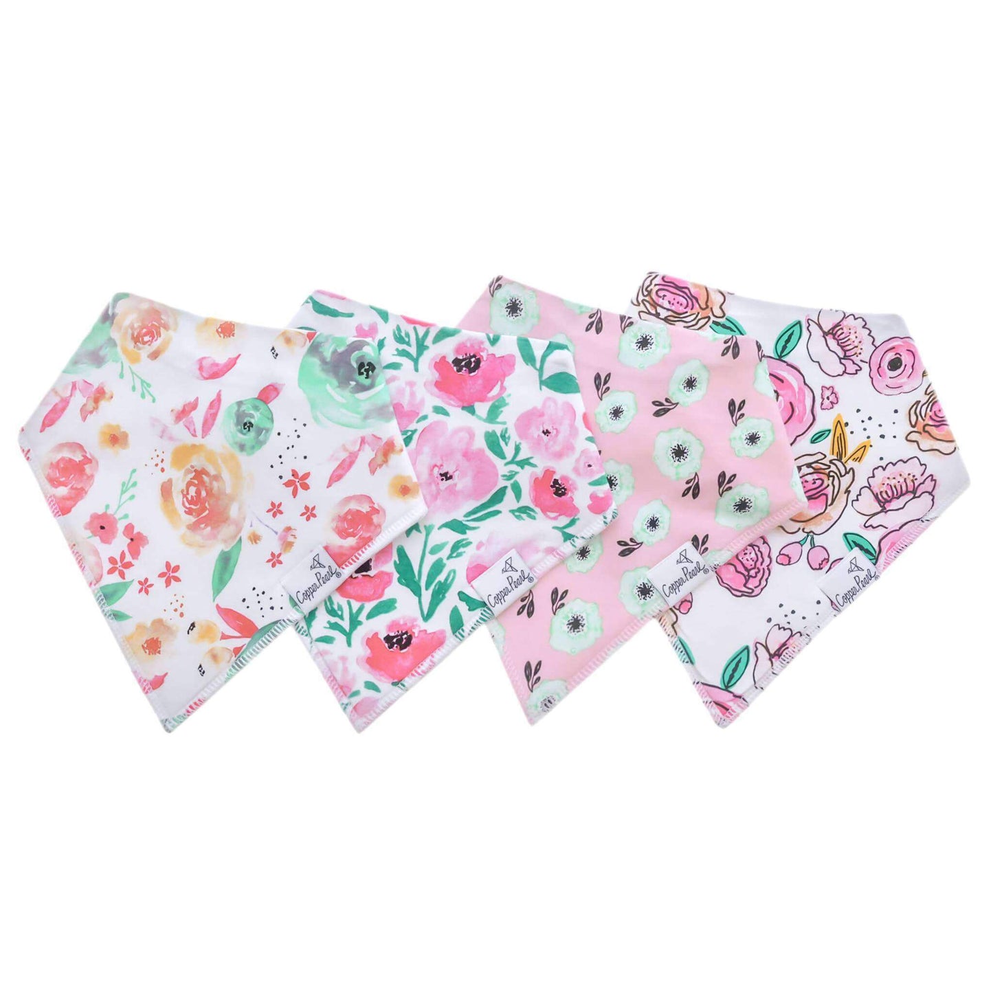 4 Pack Baby Bandana Bibs - Bloom
